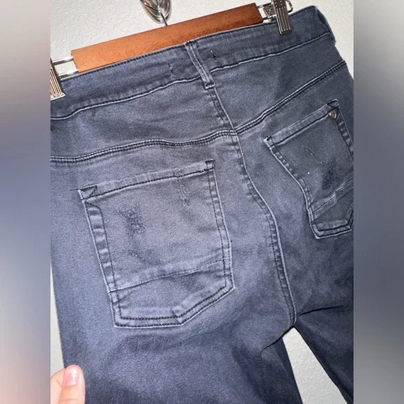 Kendall + Kylie Black Distressed Retro Jeans Ripped Skinny Mid Rise Size 9 - Picture 9 of 11